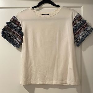 Embroidered sleeve top